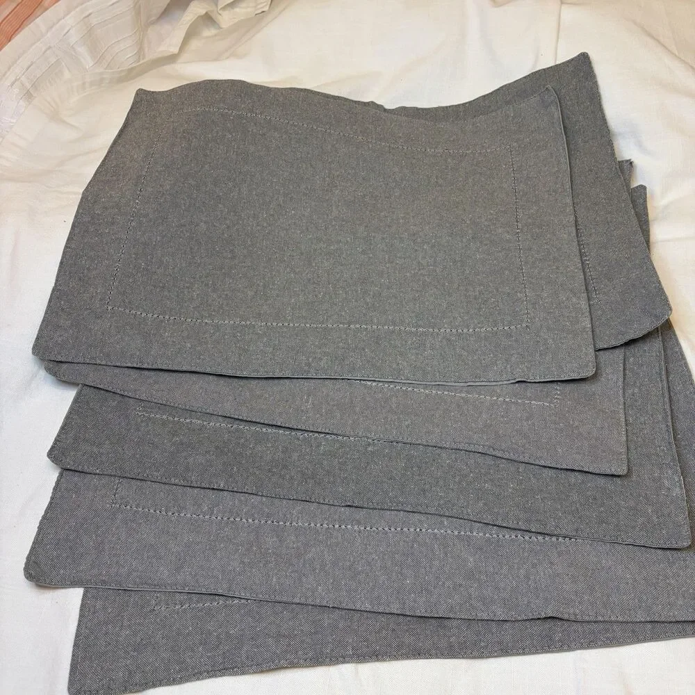 Hobby Lobby Set of 6 Gray Cotton Solid Rectangular Placemats 13 x 18